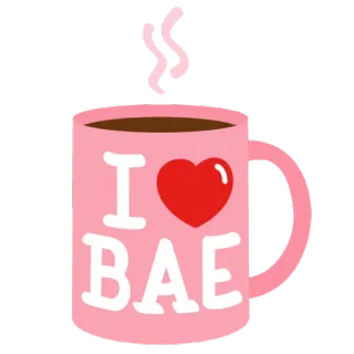 ☕ I <3 BAE cinta, sayang, hati, mug, kopi, hubungan telegram sticker