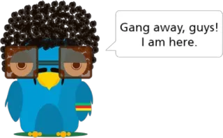 😎 Gang away, guys!
I am here. desenho animado, personagem, balão de fala, saudação, engraçado telegram sticker