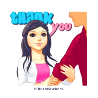 🙏 thank you dziękuję, kobieta, mężczyzna, para, kreskówka, powitanie telegram sticker
