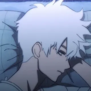 ⏱ Anime, Jongen, Wit Haar, Slapen, Rusten telegram sticker