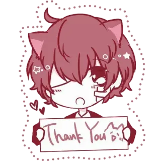 ❤ Thank You obrigado, gato, fofo, anime, arte digital telegram sticker