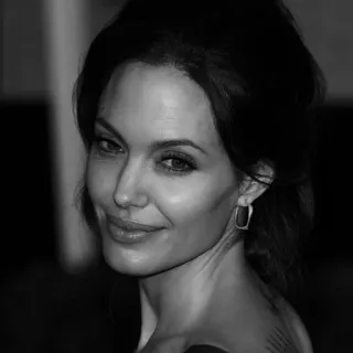 🎠 Angelina Jolie attrice, celebrità, bianco e nero, ritratto telegram sticker