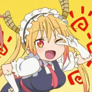 💈 Tohru Miss Kobayashi's Dragon Maid Anime, Dragón, Maid, Tohru, Kawaii, Lindo, Dibujos animados telegram sticker