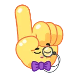 ☝️ mano, monóculo, dibujo animado, emoji, pajarita, dedo telegram sticker