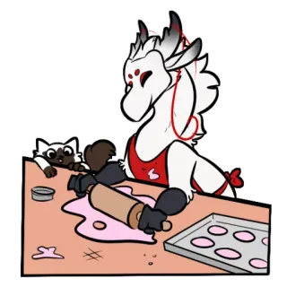 🍪 dragon, cuisine, chat, tablier, mignon, pâtisserie, dessin animé whatsapp sticker