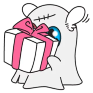 🎁 Dessin animé, Cadeau, Mignon, Illustration, Cadeau, Monstre telegram sticker
