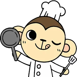 🍳 chef, monkey, cooking, cute, funny, cartoon telegram sticker