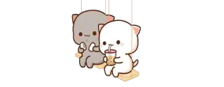 🧃 かわいい, 猫, 可愛い, タピオカミルクティー, リラックス, 座る telegram sticker