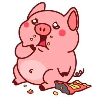 🐷 Babi, Binatang, Lucu, Stiker, Kartun, Cemilan, Makan telegram sticker