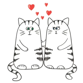 😍 แมว, ความรัก, หัวใจ, การ์ตูน, น่ารัก, สัตว์ whatsapp sticker