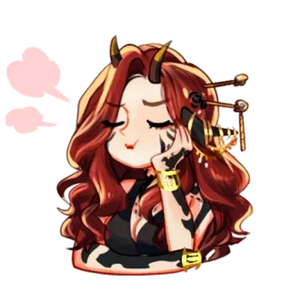 😒 Oni, Iblis, Gadis, Kawaii, Imut, Seni digital, Stiker whatsapp sticker