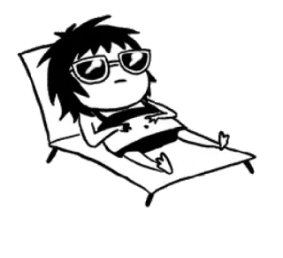 😎 cartoon, sunglasses, beach, relaxation, character, chilling, summer, drawing telegram sticker