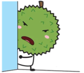 😠 Durian, Owoc, Kreskówka, Naklejka, Postać, Słodki telegram sticker