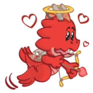 ❤ Dia dos Namorados, dragão, cupido, amor, corações, auréola telegram sticker