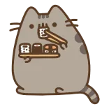 🥢 Pusheen cat, sushi, food, eating, cartoon, cute, kawaii telegram sticker