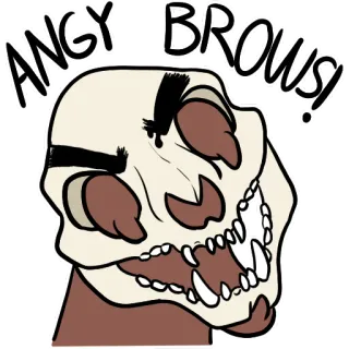 💀 ANGY BROWS! angry, brows, skull, animal, cartoon, sticker telegram sticker