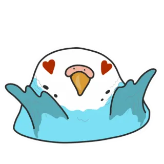 😍 鸟, 可爱, 爱, 心, 动物, 卡哇伊, 鹦鹉, 蓝色, 白色 telegram sticker