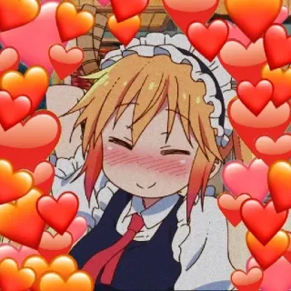 😳 anime, hearts, cute, maid, cartoon telegram sticker