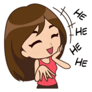 😂 He he he cartoon, woman, laughing, cute, girl, happy telegram sticker