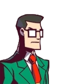 😒 man, glasses, suit, cartoon, character telegram sticker
