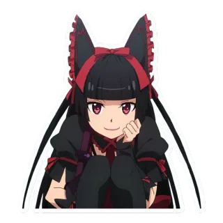 😊 dziewczyna anime, słodka, gotycka, lolita, kawaii, czarne włosy, czerwone akcenty telegram sticker