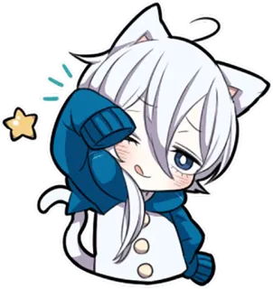 😜 kot, anime, słodki, naklejka, kawaii, zwierzę telegram sticker