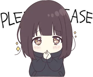 🙏 PLEASE Anime, Schattig, Smekend, Chibi, Meisje telegram sticker