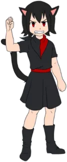 😠 Anime, Chica gato, Dibujos animados, Enojado, Puño, Ojos rojos whatsapp sticker