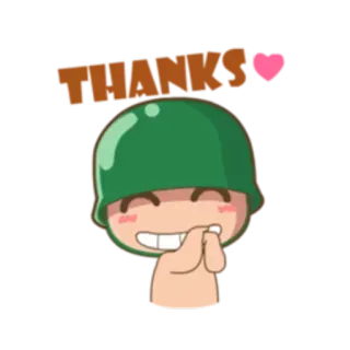 🙏 THANKS soldier, helmet, thank you, heart, cute, military whatsapp sticker