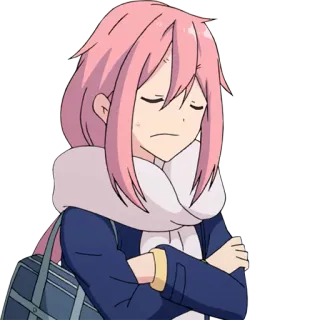 😥 动漫, 女孩, 粉色头发, 可爱, 校服 telegram sticker