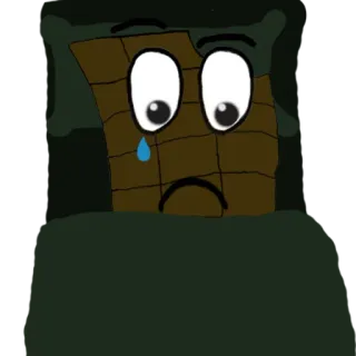 😢 triste, llorando, almohada, cama, dibujos animados, personaje whatsapp sticker