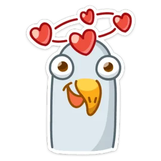 😍 pássaro, coração, amor, fofo, desenho animado, adesivo, animal, personagem whatsapp sticker