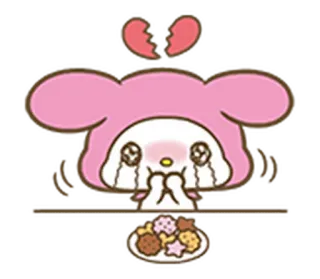 💔 My Melody My Melody, Sanrio, Chorando, Biscoitos, Coração Partido telegram sticker