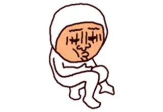😐 Kreskówka, Postać, Biały, Siedzący, Dziwny, Śmieszny telegram sticker