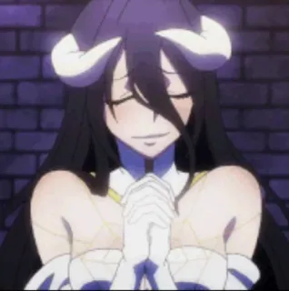 😌 Albedo Overlord 애니메이션, 알베도, 뿔, 여자, 오버로드, 애니메이션 여자 telegram sticker