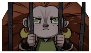 ☹️ การ์ตูน, คุก, โกรธ, ผู้หญิง, ลูกกรง telegram sticker
