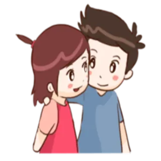💏 dessin animé, couple, amour, romance, relation, câlin, affection telegram sticker