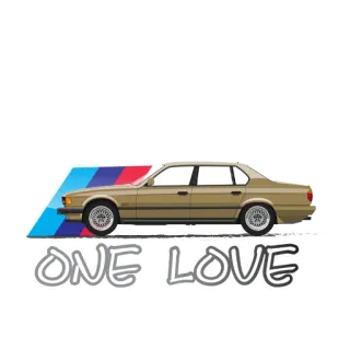 🚗 ONE LOVE samochód, BMW, E32, seria 7, auto telegram sticker