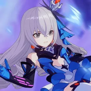 😤 Anime, Meisje, Personage, Blauw, Zilver haar, Videogame whatsapp sticker