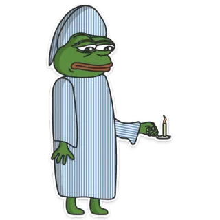 😴 Pepe the Frog pepe, frog, sad, candle, nightgown, sleepy telegram sticker
