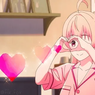 ❤️ @fix_fox Anime, Corações, Amor, Desenho animado, Menina, Fofo, Rosa telegram sticker