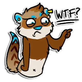 😱 WTF? loutre, dessin animé, autocollant, questionnement, agacé whatsapp sticker