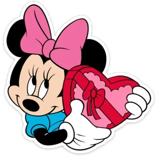 ☺️ Minnie Mouse มินนี่เม้าส์, ดิสนีย์, การ์ตูน, หัวใจ, วันวาเลนไทน์, ความรัก, ของขวัญ telegram sticker