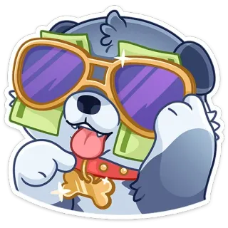 😎 anjing, uang, kacamata hitam, kaya, mewah, kekayaan, kartun telegram sticker