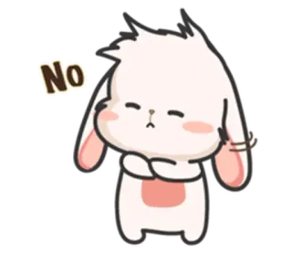 ⚪️ No coniglio, carino, no, disapprovazione, coniglio cartone animato, negativo telegram sticker