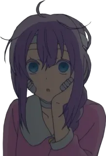 😮 anime, purple hair, cute, girl, kawaii whatsapp sticker