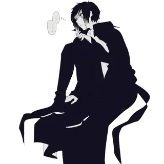 🙁 Anime, Manga, Charakter, Illustration, Kunst, Hoodie, Schwarzweiß telegram sticker