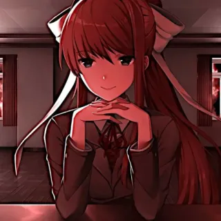 💗 Monika Doki Doki Literature Club! Anime, Kreskówka, Gra, Doki Doki Literature Club!, Monika, Postać whatsapp sticker