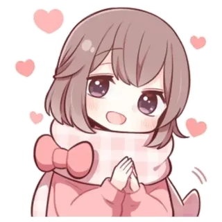 🌟 Anime, Lindo, Chica, Kawaii, Rosa, Corazones telegram sticker