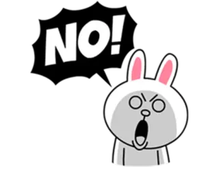 😵 NO! злой, кролик, нет, мультфильм, отказ whatsapp sticker